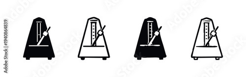 Musical Metronome Rhythm Device Vector Icons Set
