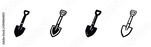Digging Shovel Vector Icon Set for Garden and Construction Work
