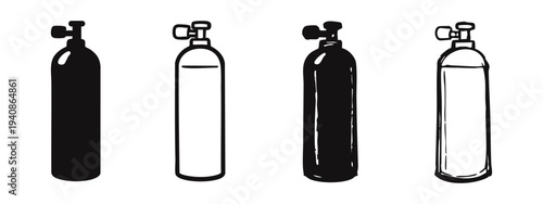 Industrial Gas Cylinder Vector Icon Set for Storage and Supply