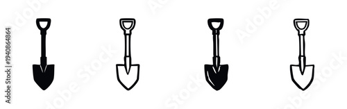 Garden and Construction Shovel Vector Icon Set