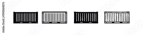 Wooden Shipping Pallets and Crates Icon Set, Warehouse Logistics and Packaging.