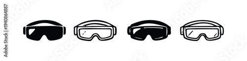 Protective safety glasses icons. Eyewear symbols for industrial safety and general protection.