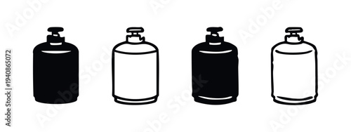 Pump Dispenser Bottle Icon Set, Soap Lotion Container Vector Icons, Hygiene Product Black and White