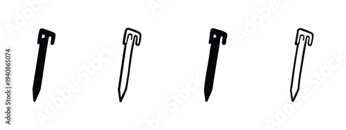 Stylus Pen Icon Set, Digital Writing Tool Vector Icons, Touchscreen Pen Black and White Illustration