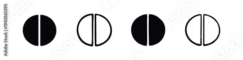 Split Pill or Half Tablet Icon Set. Medication Dosage Adjustment Symbol. Pharmaceutical Design Element.