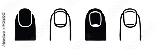 Stylized Human Fingernail Icon Set Vector Graphics