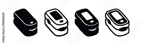 Isometric Pulse Oximeter Icon Set for Medical Diagnosis