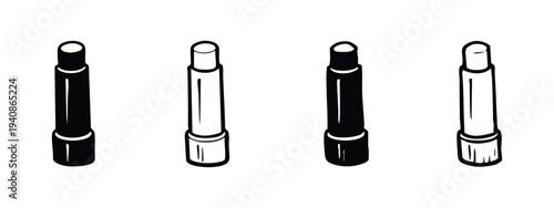Minimalist Lipstick and Lip Balm Tube Icon Set