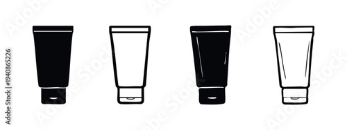 Cosmetic Squeeze Tube Icon Set for Skincare Products