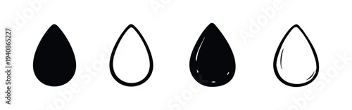 Water Drop Icon Set Vector Illustration of Liquid Shapes