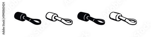 Hand Drawn Bottle Stopper or Loop Handle Icons Set. Doodle Style Cork Symbols in Black and White Isolated on White Background.
