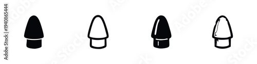 Stylus Pen Tip Vector Icon Set: Digital Pen Nib Outline and Glyph Writing Tool Icons