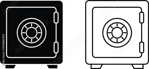 Black and white safes with dials Vector