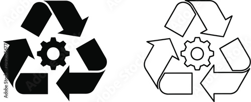 Recycling gear icons eco friendly symbol Vector
