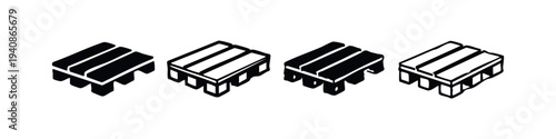 Isometric Pallet Icon Set. Wooden Shipping Pallets for Warehouse Logistics.