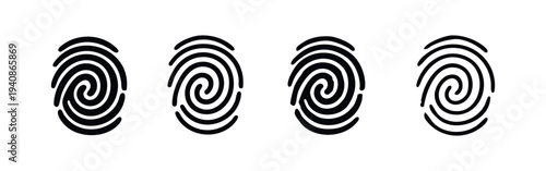 Fingerprint Biometric Identification Icon Set. Security and Access Control Symbol.