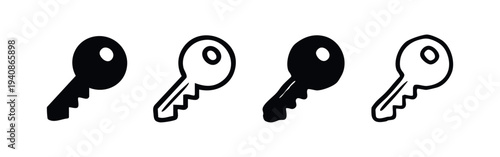 Unlock Key Icons Set. Conceptual symbol for access and security solutions.