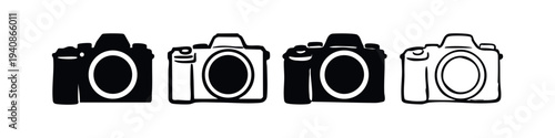 Creative Digital Camera Icon Variations for Photography, Media, and Graphic Design
