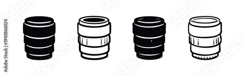 Artistic Camera Lens Icon Set for Photography and Optical Device Representation