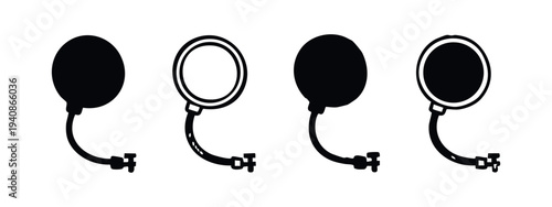Pop Filter Microphone Accessory Icons for Professional Audio Recording and Broadcasting