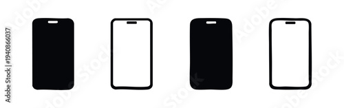 Minimalist Smartphone Icons with Notch and Punch-Hole Designs