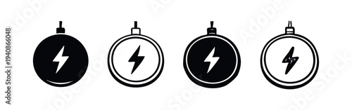Festive Energy Lightning Bolt Icon Set with Ornate Attachments