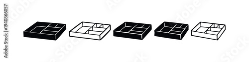 Compartment Tray and Drawer Organizer Icons Set