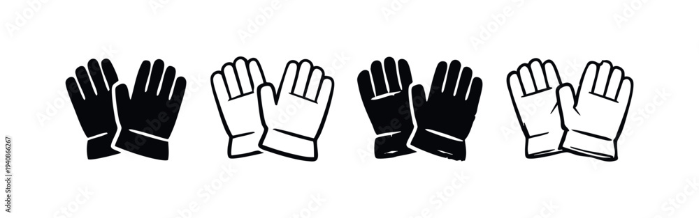 Fototapeta premium Work Gloves Icon Set for Protection and Manual Labor