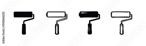 Classic Paint Roller Icons Set for Home Renovation and Decoration Vector on White Background.