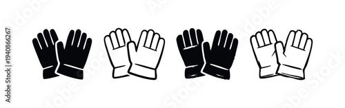 Work Gloves Icon Set for Protection and Manual Labor