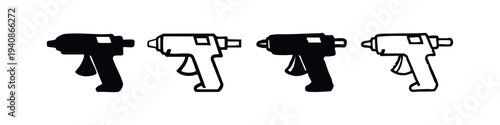 Hot Glue Gun Icon Set for Crafting and Repair Projects