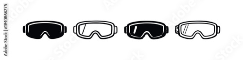 Ski and Safety Goggles Icon Collection for Sports and Eye Protection
