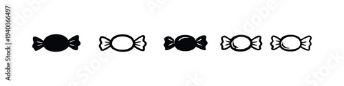 Hand-drawn Wrapped Candies Icon Set. Assorted Sweet Doodles for Confectionery and Gifts.