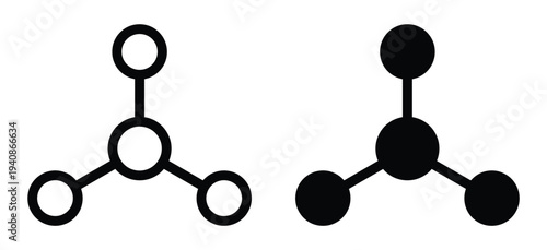 Black and White Chemical Structure Icons Representing Molecular Models