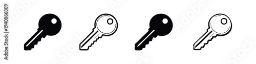 Key icon set in different styles, representing security, access, and unlocking concepts.