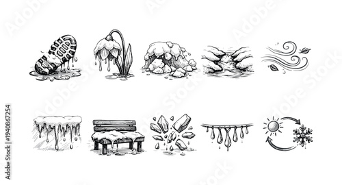 Weather, nature outline icon set. climate, weather patterns, environment symbols collection