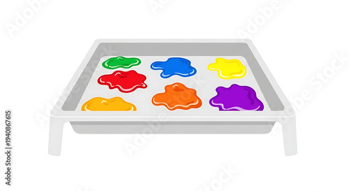 Colorful Paints in a Tray for Art and Creativity