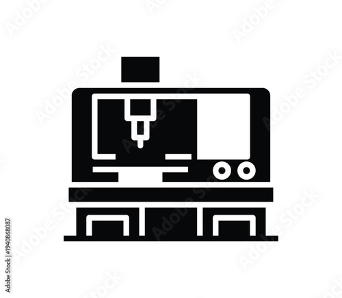 Modern CNC Machine Icon for Industrial Manufacturing and Engineering Design