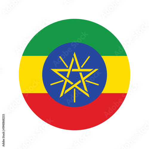Ethiopia Flag Circle Icon – Round Official Ethiopian Flag Symbol