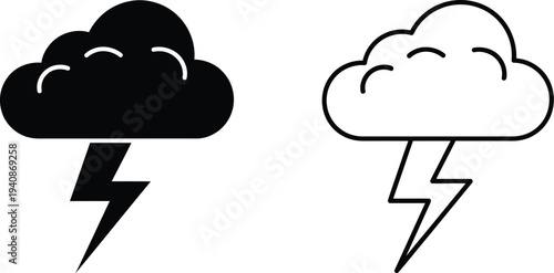 Weather icons stormy cloud lightning Vector