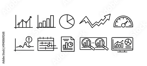 Business and finance silhouette icon set. corporate, planning symbols silhouette collection.