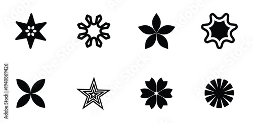 Stars icon collection. Different star shapes. 
