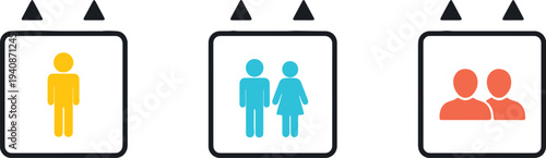 Photos Illustration of elevator capacity icons set