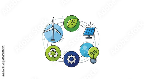 Set of 6 eco friendly icons vector, sustainability symbols