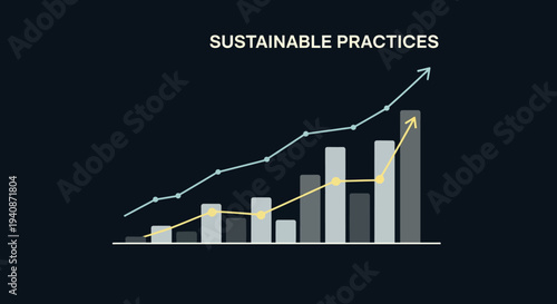 Vector graph illustration showing sustainable practices growth