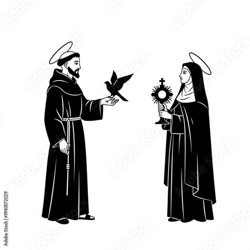 Saint Francis and Saint Clare illustration