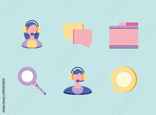 Customer Support and Communication Flat Vector Illustration