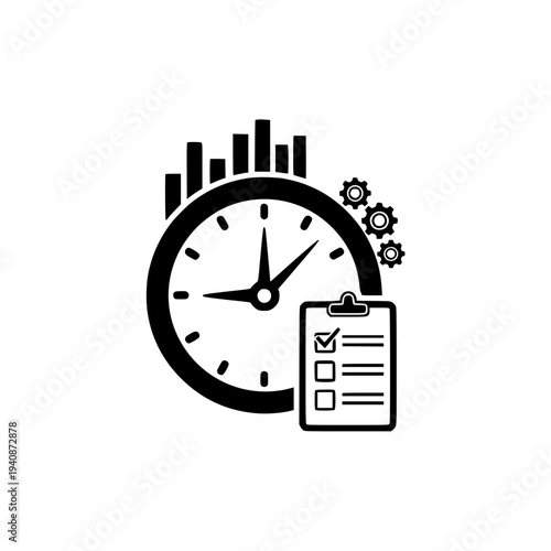 clock time management icon black vector