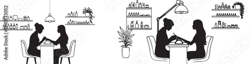 Set of 2 black office worker silhouettes vector, A minimalist illustration of people in a meeting or discussion setting silhouette vector