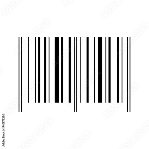 Sample of blank barcode label template isolated on white background. Bar code pricetag. Visual data digital representation with product or manufacturer information. Vector graphic illustration